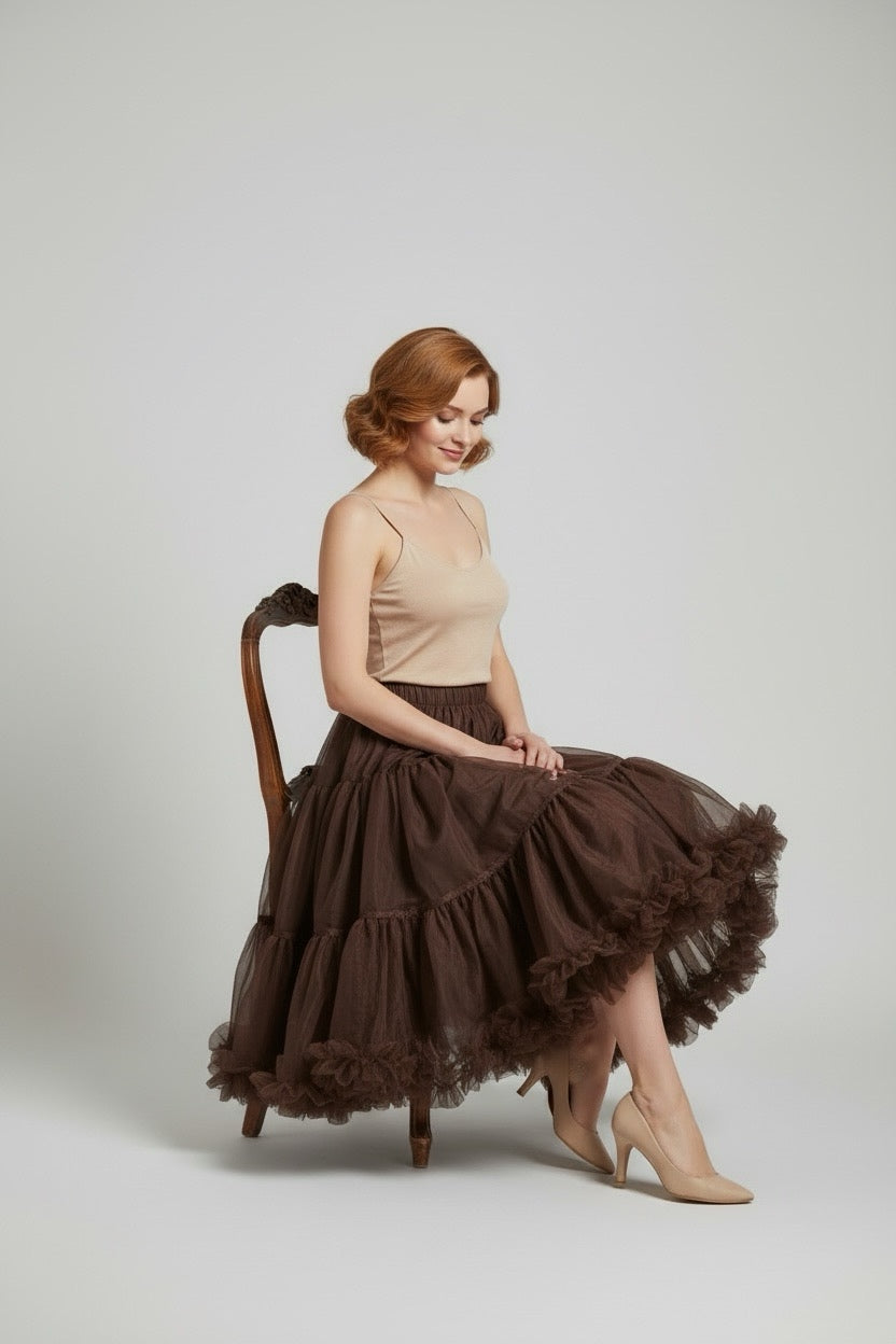Sottogonna regolabile organza marrone