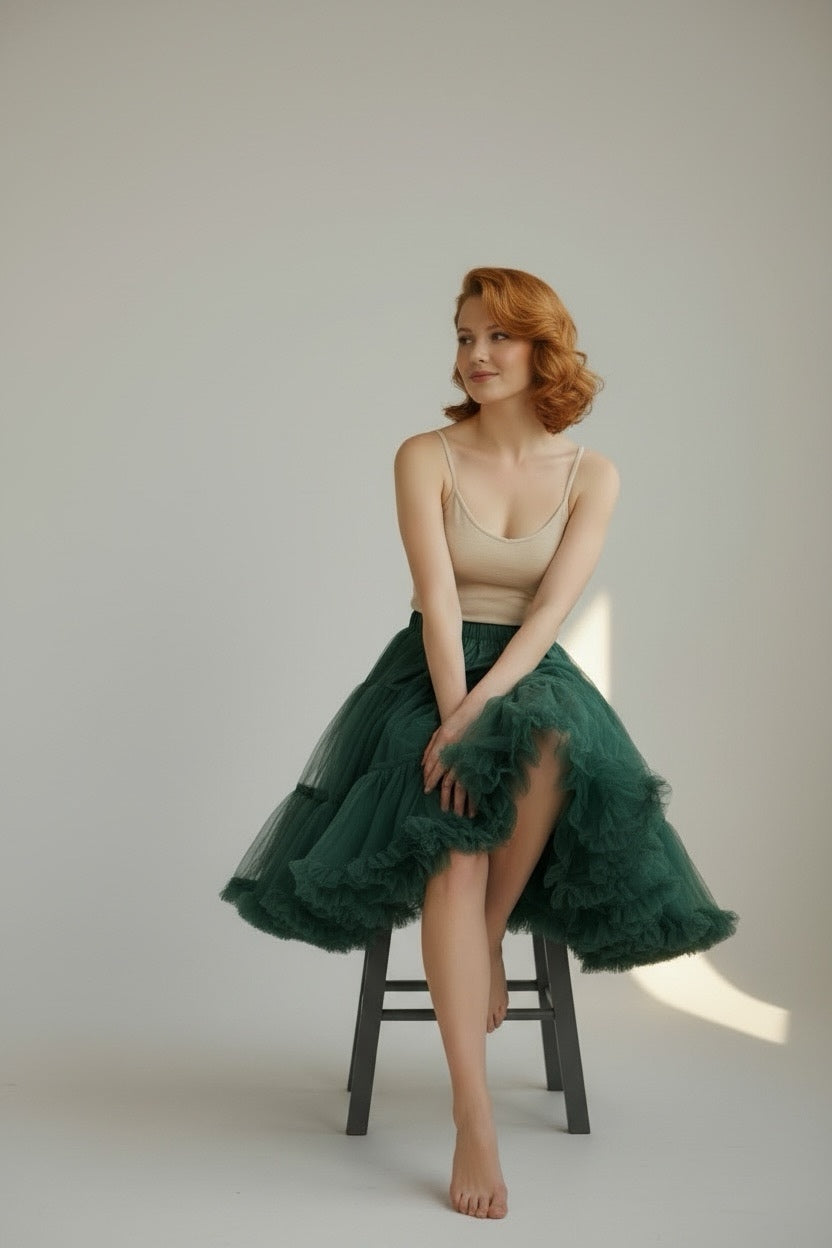 Sottogonna regolabile organza verde bottiglia