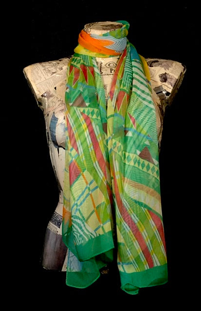 Foulard chiffon geometrico verde