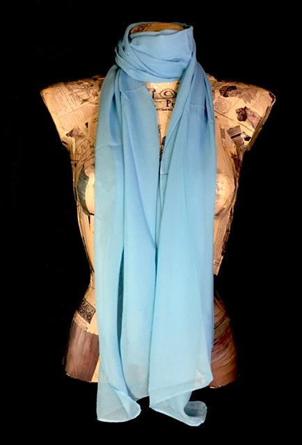 Foulard chiffon tinta unita celeste