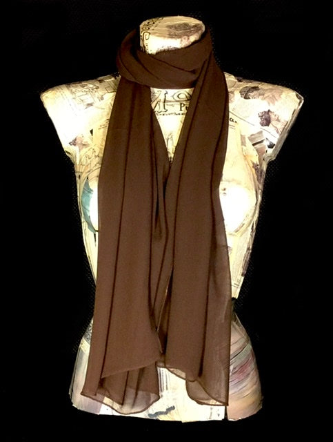 Foulard chiffon tinta unita marrone