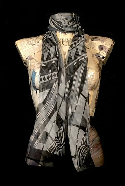 Foulard chiffon geometrico nero