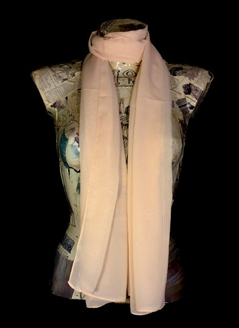 Foulard chiffon tinta unita panna rosato