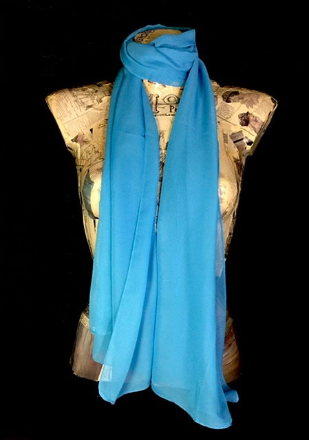 Foulard chiffon tinta unita azzurro