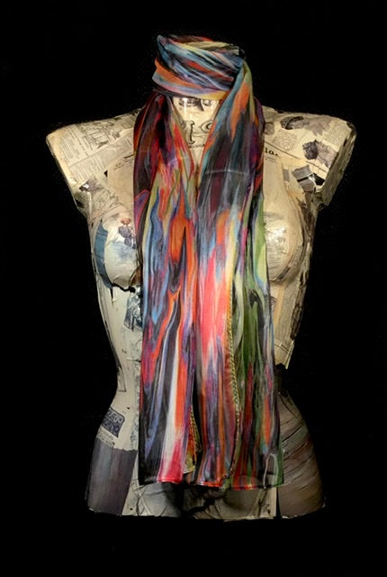 Foulard chiffon colori a olio nero