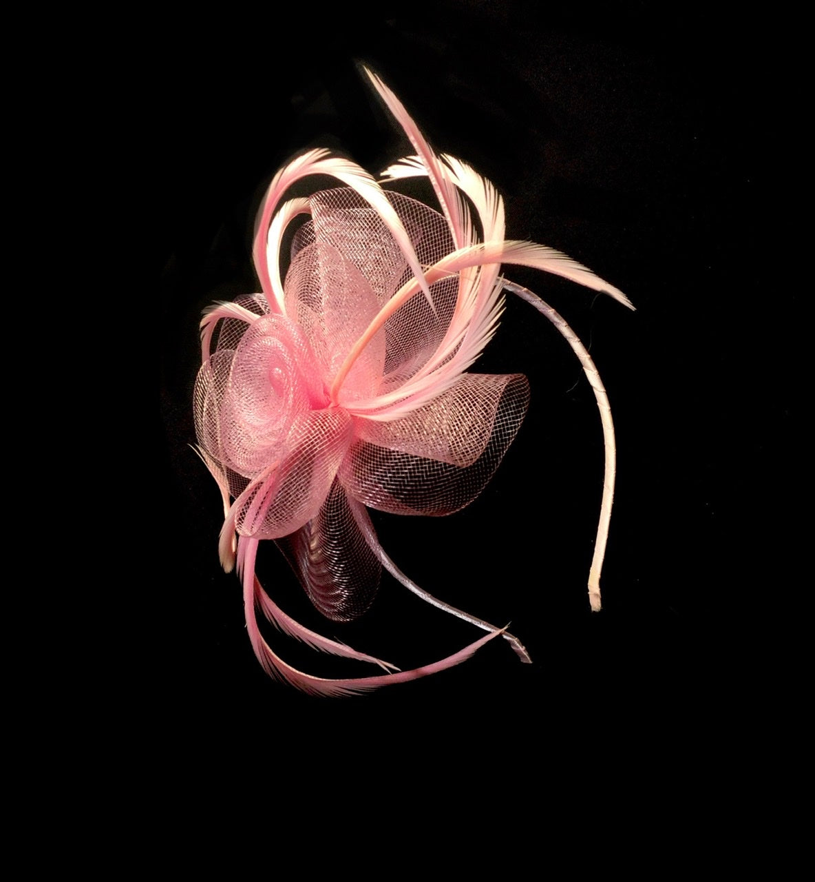 Fascinator cerchietto rosa piumette