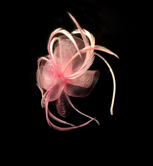 Fascinator cerchietto rosa piumette