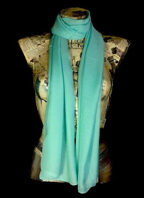 Foulard chiffon tinta unita verde turchese