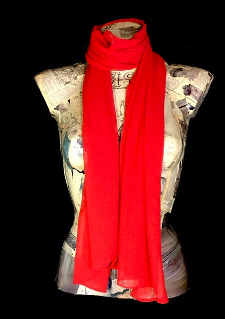 Foulard chiffon tinta unita rosso