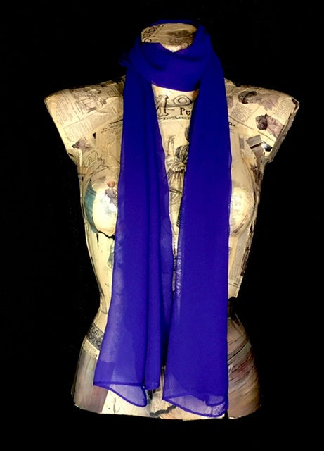 Foulard chiffon tinta unita bluette